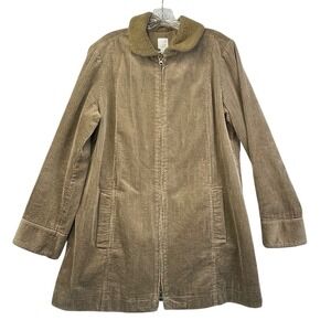 J. Jill Heritage Cord‎ Coat M Brown Corduroy Sherpa Collar Jacket Western Fall